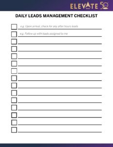 Weekly Lead Generation Checklist.pdf Lead Management Checklist – Sun Events